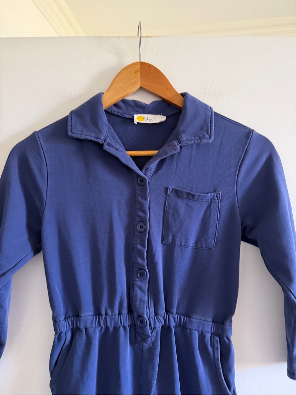 Boden Kids Girls Navy Blue Terry Cotton Long Sleeve Jumpsuit size 7-8Y EUC - Picture 4 of 7